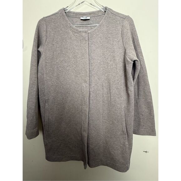 Pure J Jill Soft Cocoa Snap Button Front Knit Heavy Cardigan Coatigan Jacket Sma - Picture 1 of 4